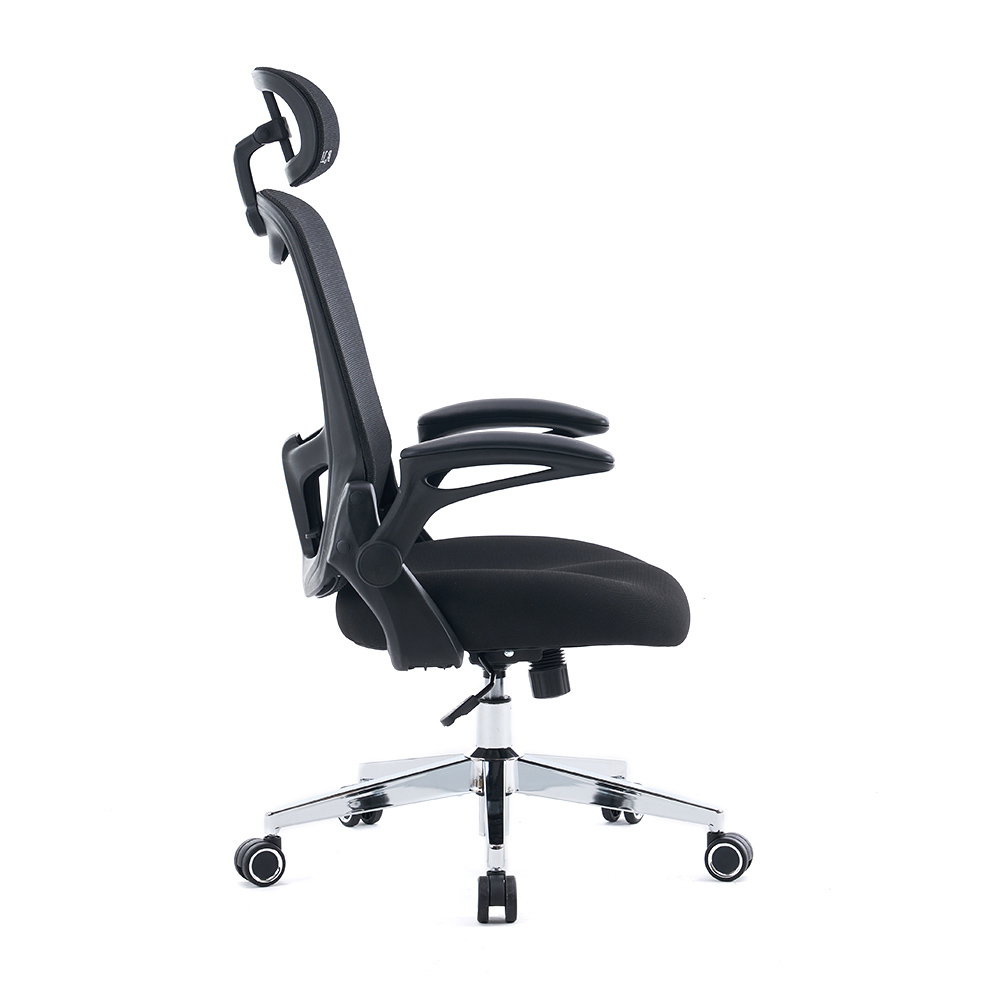 5140 Kursi kantor jaring ergonomis hitam/putih, kursi komputer sandaran tinggi