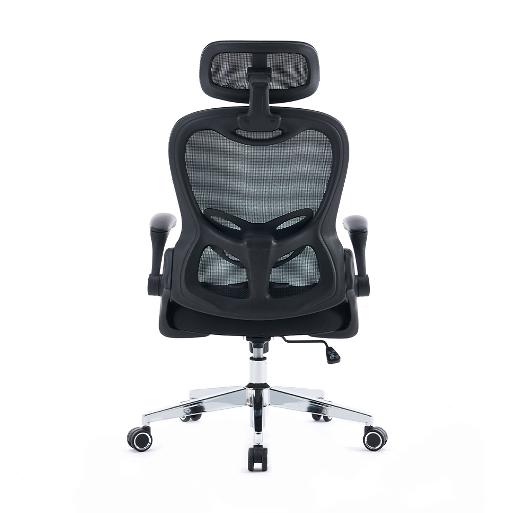 5140 Kursi kantor jaring ergonomis hitam/putih, kursi komputer sandaran tinggi