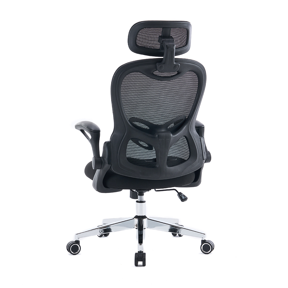 5140 Kursi kantor jaring ergonomis hitam/putih, kursi komputer sandaran tinggi